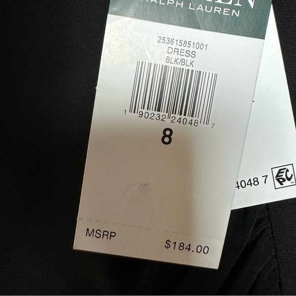 Lauren Ralph Lauren Black Illusion Mesh Ruched Jersey Gown Long Sleeve Size 8 - Picture 6 of 6